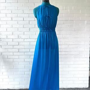 Vintage 70s teal blue sheer maxi nightgown or dress